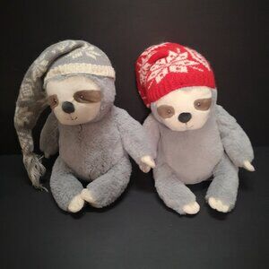 Indigo Baby by Gund Set of 2 Plush Stuffed Ultra Soft 11" Sloths w/ Stocking Hat